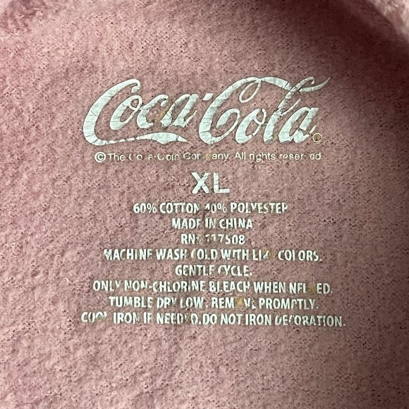 Men's Unisex Coca-Cola Hooded Graphic Pullover Sweatshirt - Pink, Size XL - Picture 5 of 5